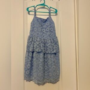 H&M Light Blue Lace Tiered Spaghetti Strap Dress